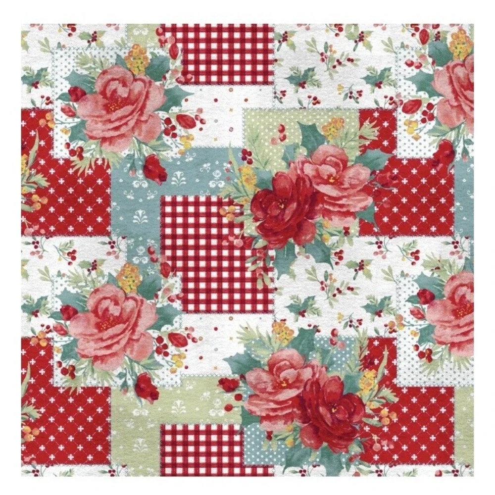 The Pioneer Woman Cheerful Rose Patchwork Fleece Fabric 2yards Blanket Throw NEW